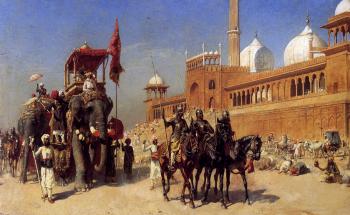 Edwin Lord Weeks : Great Mogul and his Court Returning From the Great Mosque at Delhi India